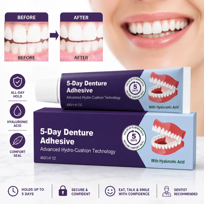 Comfort Hydro‑Cushion Denture Fixative Glue With Hyaluronic Acid Long Lasting 5-Day Denture Adhesive Cream For Loose Dentures