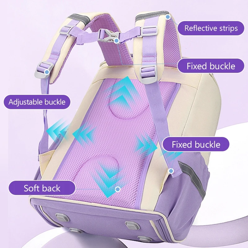 Mochila para estudiantes de escuela primaria, mochila escolar para niños, mochila ergonómica para niños, mochila bonita de gran capacidad para niñas