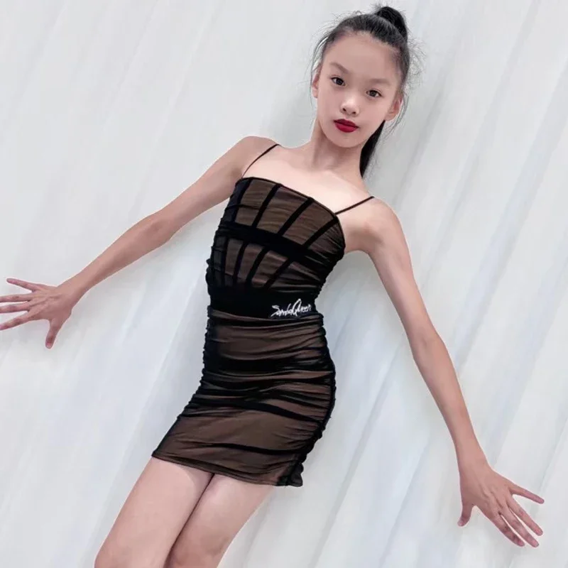 

Fashion Latin Dance Costume For Girls Sleeveless Latin Dance Competition Dress Kids Samba Rumba Chacha Dancing Dresses