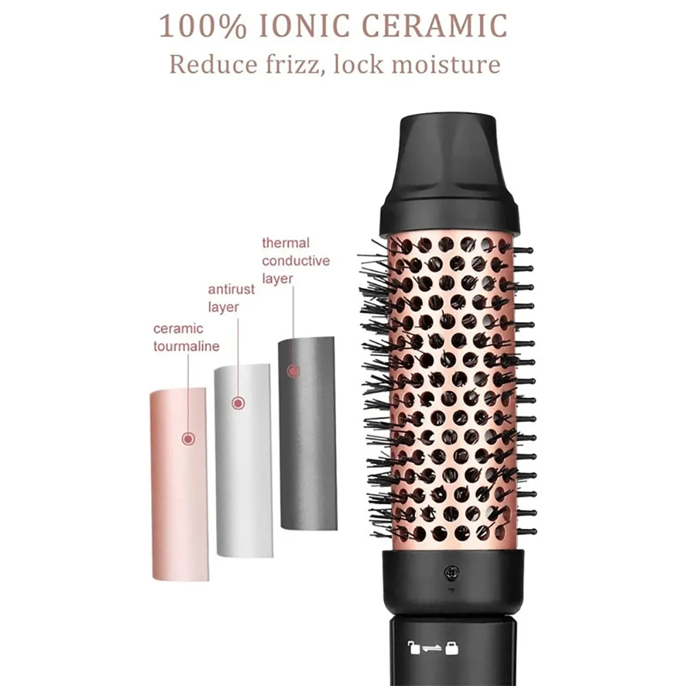 Cepillo alisador de 38mm, rizador de pelo PTC de cerámica de calentamiento rápido, alisador de pelo, peine rizador, herramientas de estilismo para dar volumen el cabello, 100-240V