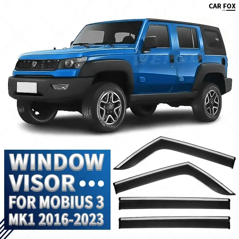 For Mobius 3 2016-2023 Chrome Window Trim Accessories Weathershies Weathershields Wind Rain Guard Shades Accessories