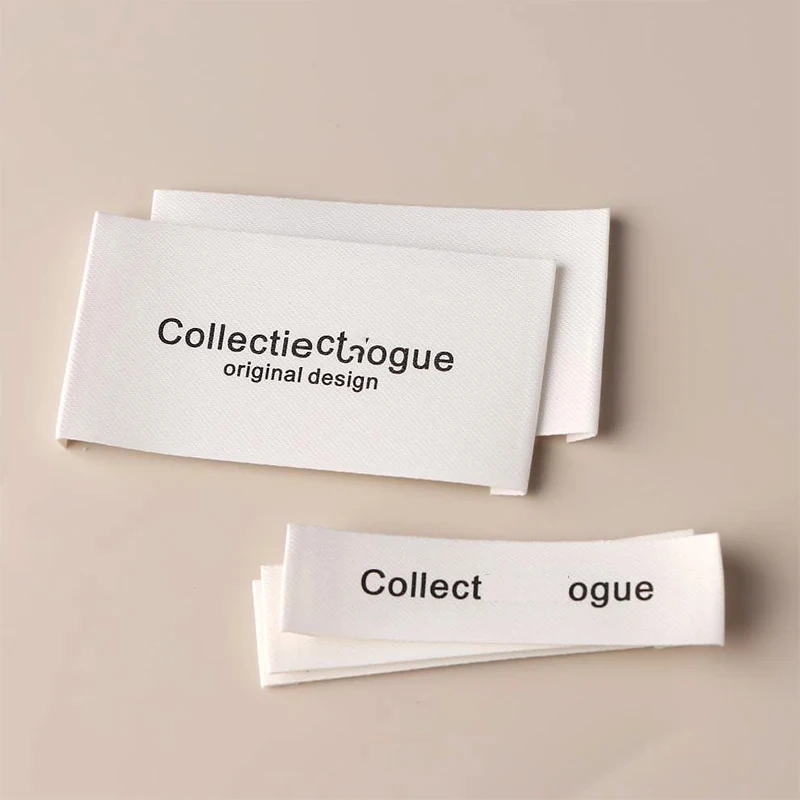 Customize Logo Clothing Collar Print Label Cotton Fabric Washed Woven Labels Tag Logo Design Main Mark Clothing Label