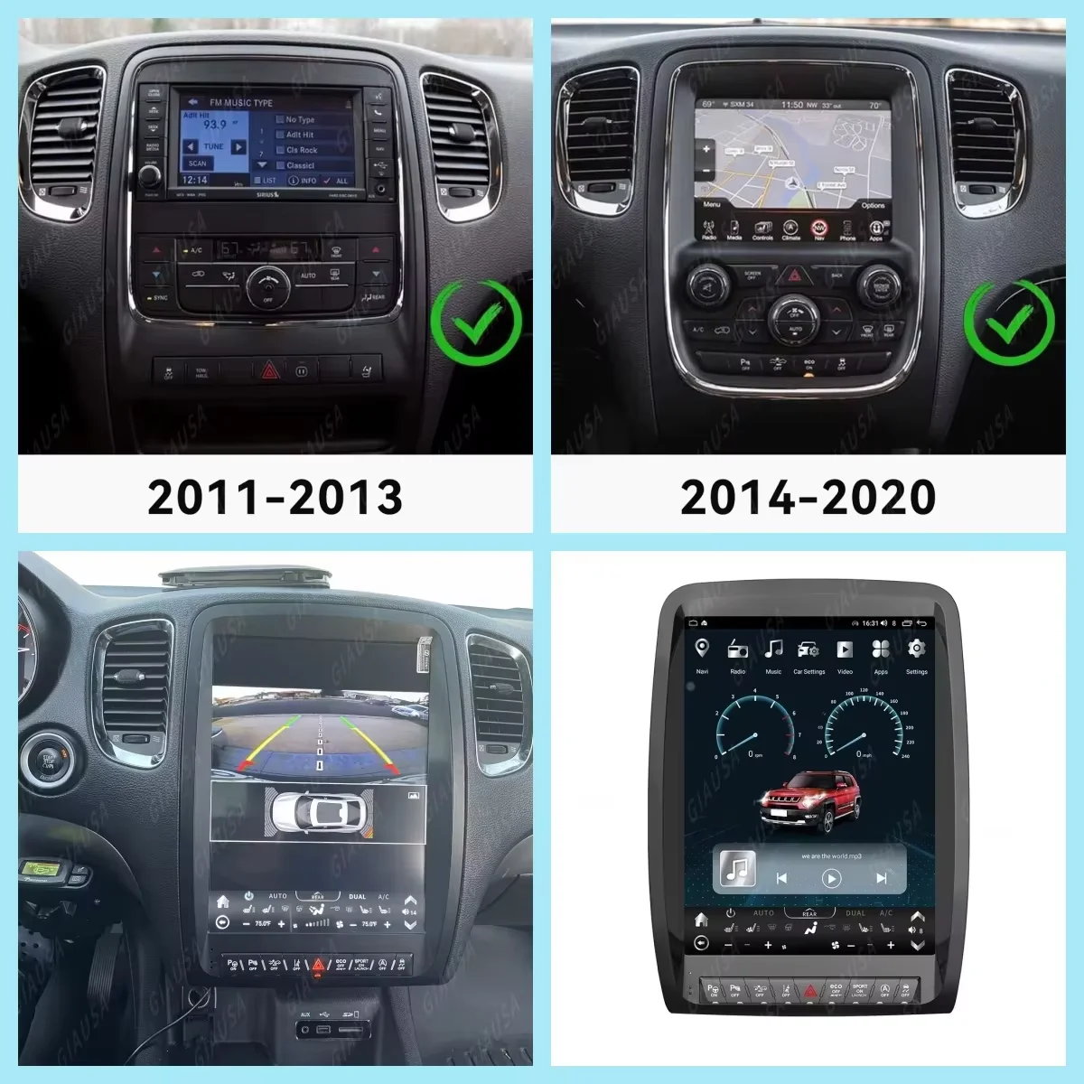 13.8 inch For Dodge Durango 2011 to 2020 Car Auto Carplay Android Radio Multimedia Player GPS Navi Stereo touch screen Head Unit