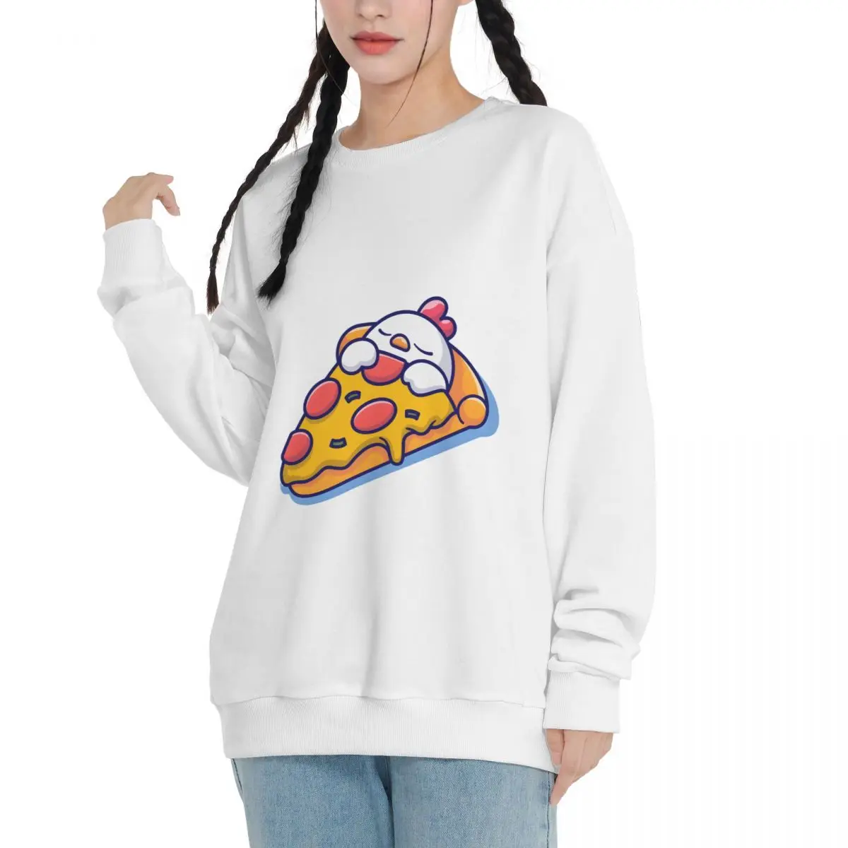 320g Cotton Polyester Autumn and winter Cute Pizza And Animal trend warm Adult Sweatshirts for couples