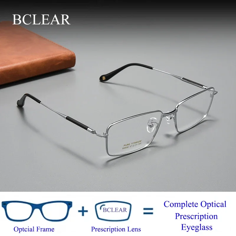 BCLEAR High-end DESIGN Business Men Titanium Glasses Frame Fashion Male Square Ultralight Eye Myopia Prescription Eyeglasses