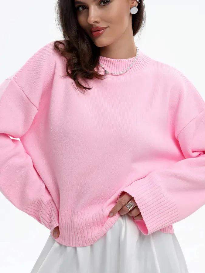 

Women's Long Sve round Ne Knitted Sweater Loose Fit Color Versatile Comfortable Winter Faion Sweet Sle