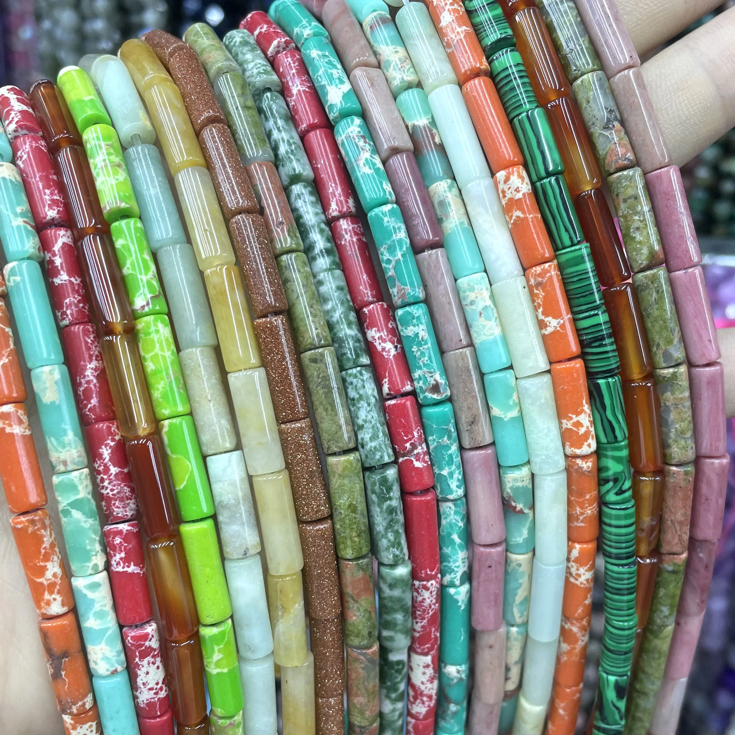 4X13MM Zylinder Form Naturstein Jaspis Achate Quarz Amazonit Spacer Perlen Für Schmuck Machen Diy Armband Zubehör