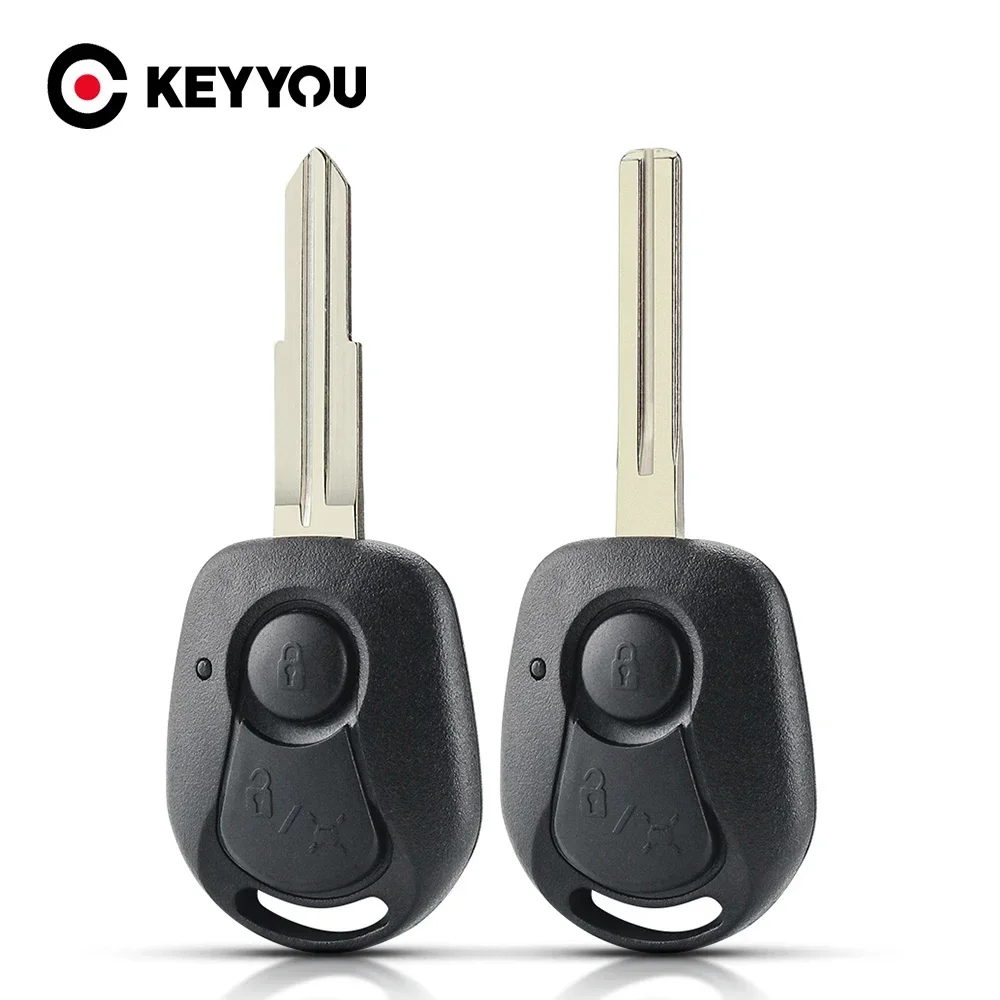 

KEYYOU 2pcs New 2 Buttons Remote Key Shell Fob Case Holder Cover For Ssangyong Actyon Kyron Rexton Car Key