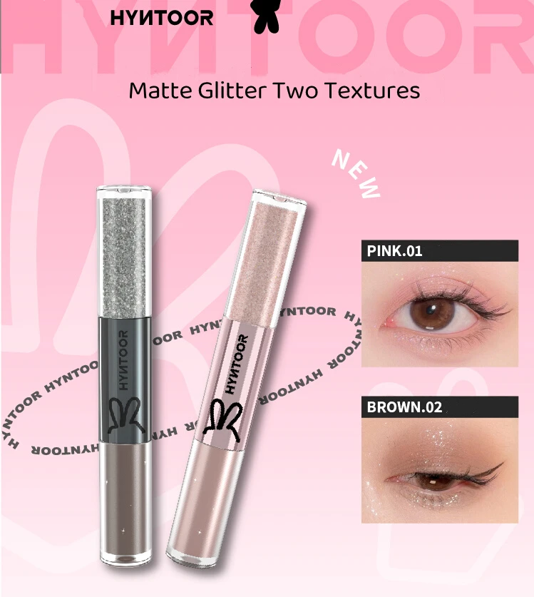 Hyntoor flüssiger Lidschatten matt Glitter feiner Diamant erfrischen doppelte Textur Effekt Lidschatten aufhellen Make-up Kosmetik