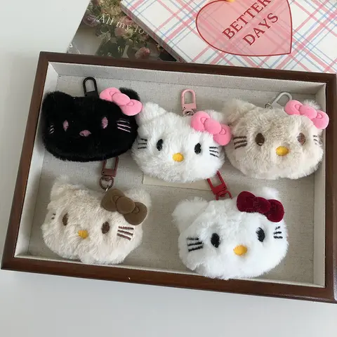 1PCS Sanrio 애니메이션 헬로 키티 플러시 키 체인 만화 펜던트 액세서리 가방 장식 매달려