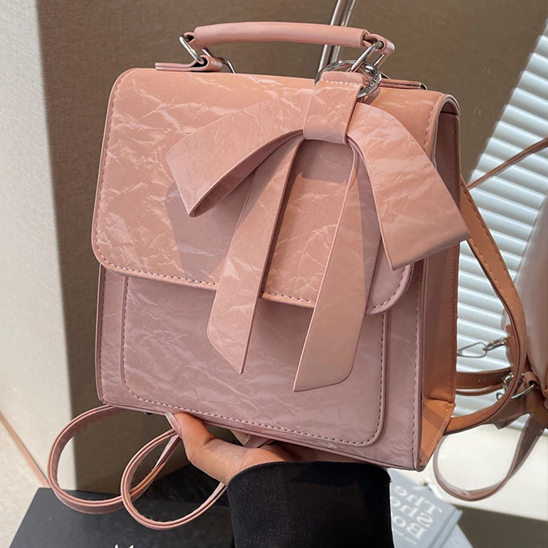

Bow Both Shoulders Bag Summer New Women Korean Versatile High-class Solid Students Bags High Aesthetic Black One Shoulder Bag