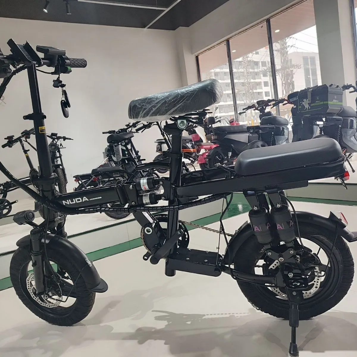 14 Inch Ultra-Light Folding High Carbon Steel Middle Shock Electric Bicycle 48V30A Lithium Battery Portable Small For Wholesale