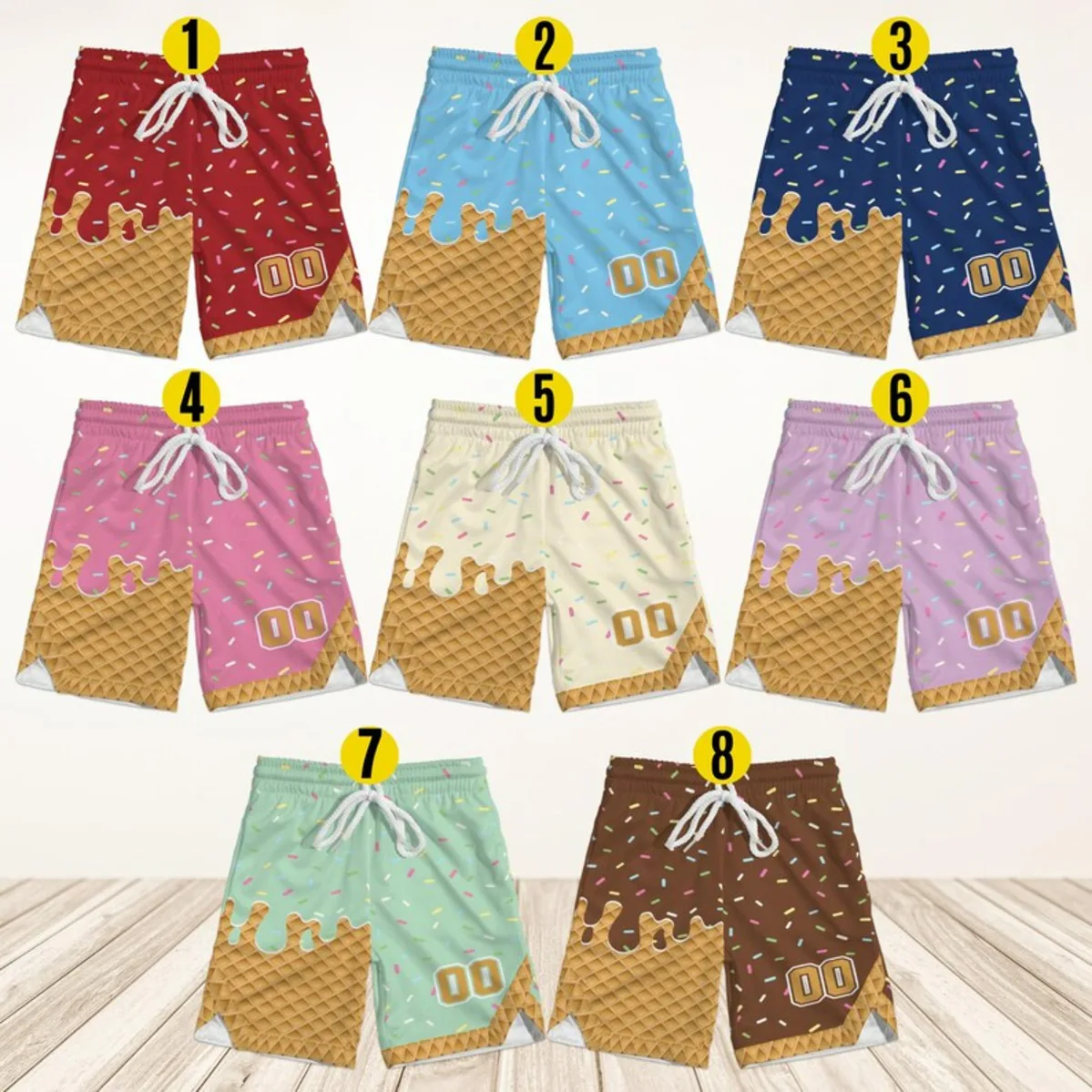 

Спортивные шорты в стиле мороженого, спортивные шорты номер 23, крутая летняя уличная одежда, красочная повседневная спортивная одежда для мужчин и женщин