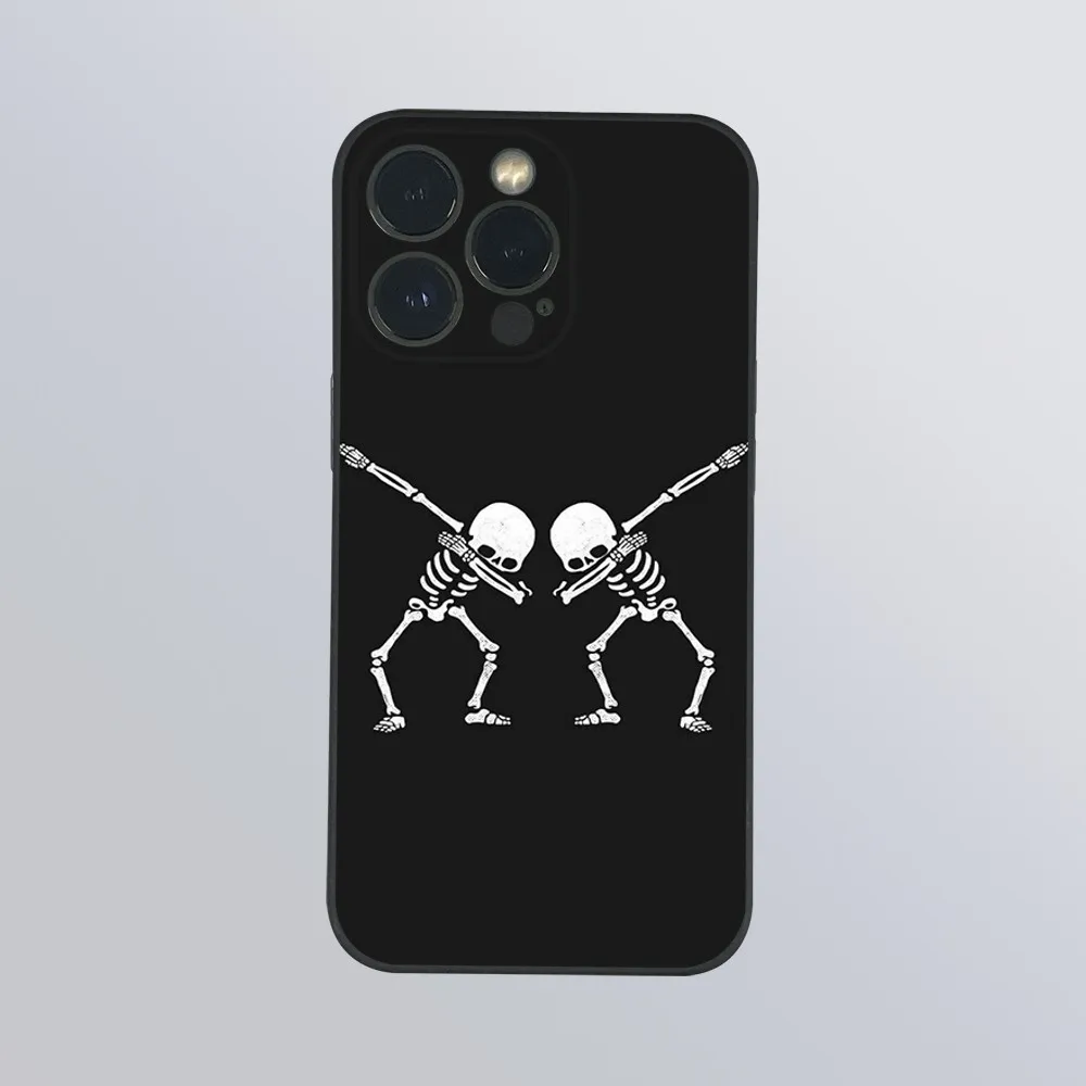 Black Simple Skull Cool Phone Case For iPhone 16 15 14 13 12 11 Pro Max Plus Mini Frosted Soft Shell Funda