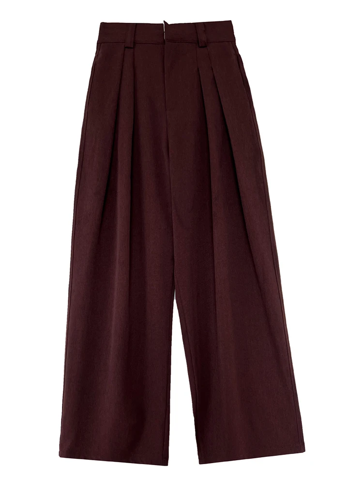 LANMREM Autumn Office Lady Long Pants Women High Waist Loose Solid Color Wide Leg Trousers Simplicity 2024 New Clothing 2DA9301