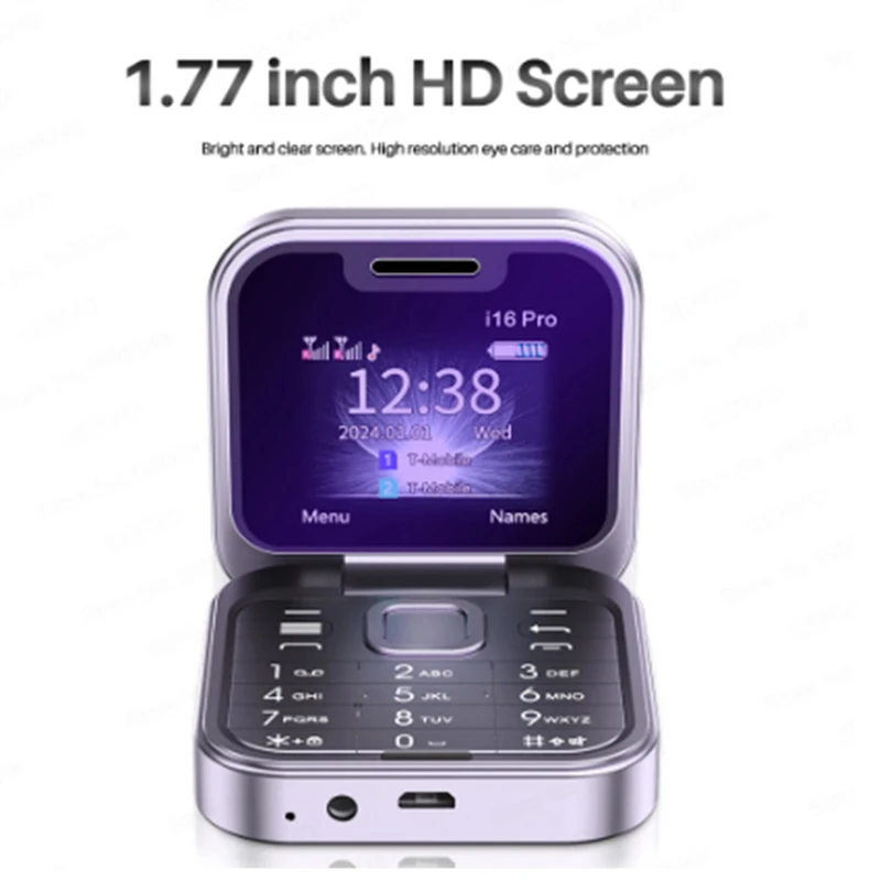 Флип-телефон компактный складной, 2sim-карты