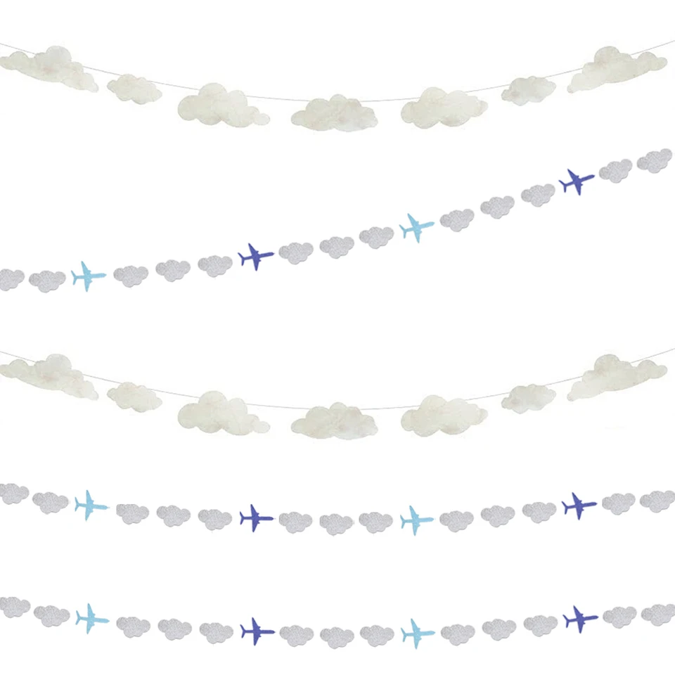 1PC Cloud&Plane Banners Baby Showers Party Garlands Decoration Kids Birthday Happy Hanging Background Garlands Party Supplies