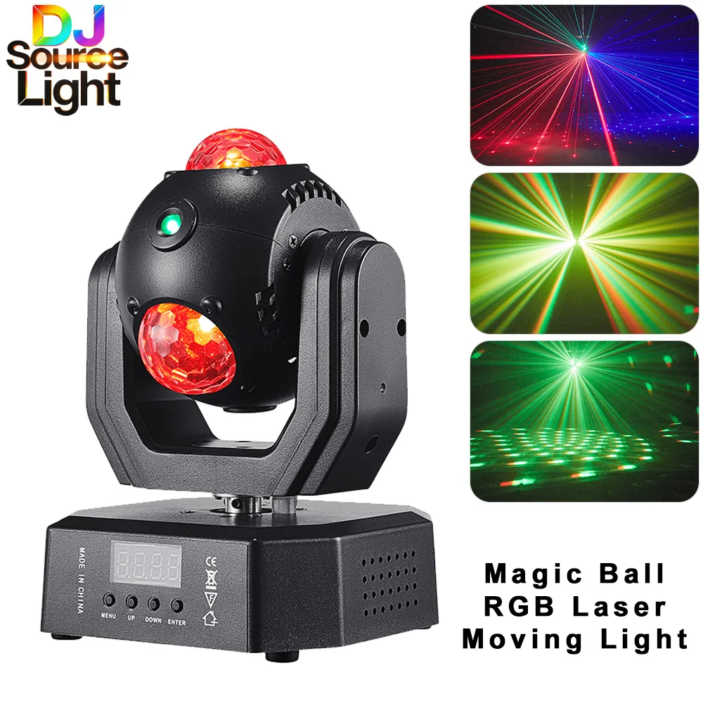 DJSOURCE LED 3x15W Magic Ball Red Green Blue Laser Remote Control Dj Disco Moving Head Stage Lighting Indoor Room Party Event