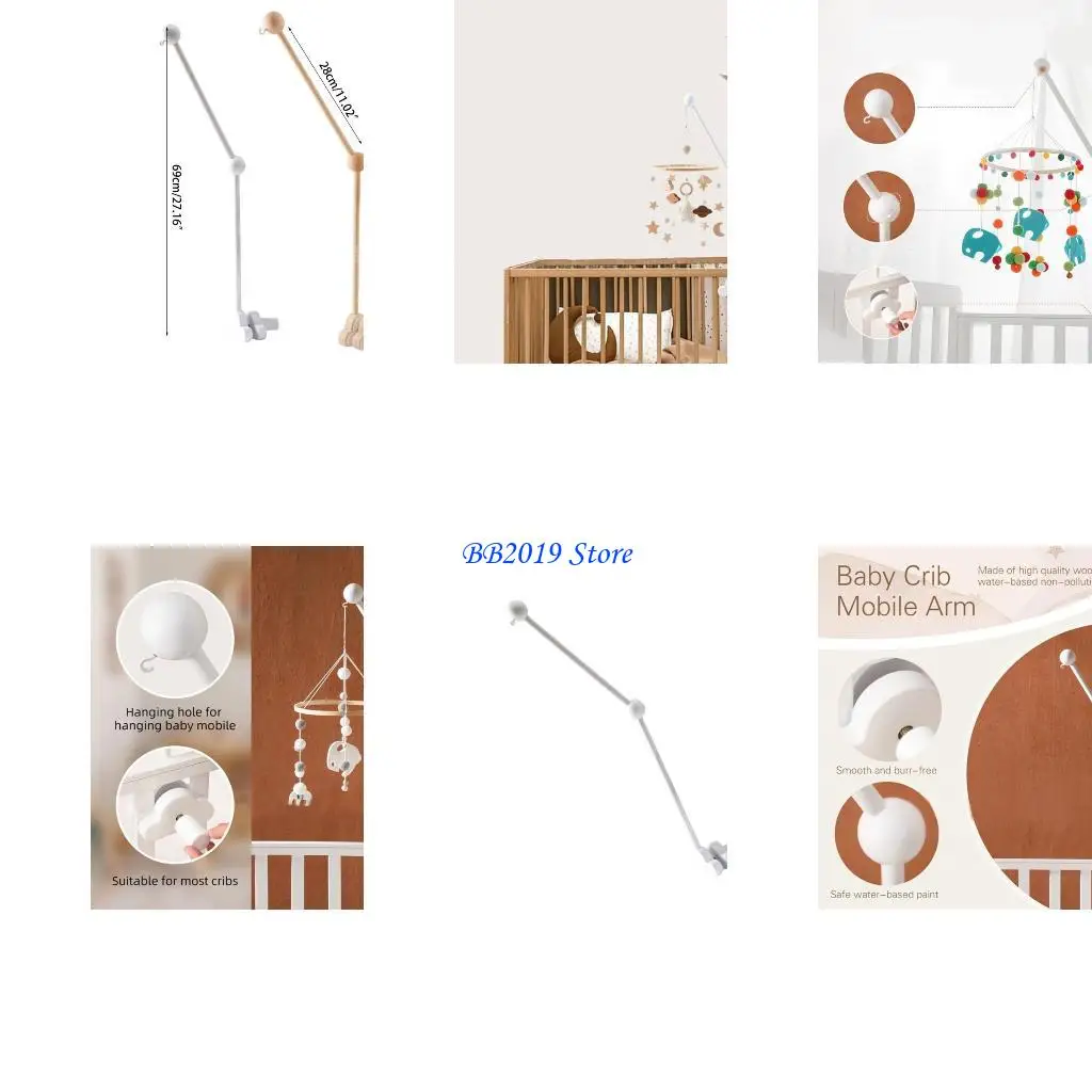 Q0KB Crib Mobile Hanger Rotatable Bracket Claw Mobile Bed Bells Stand for Baby Cribs