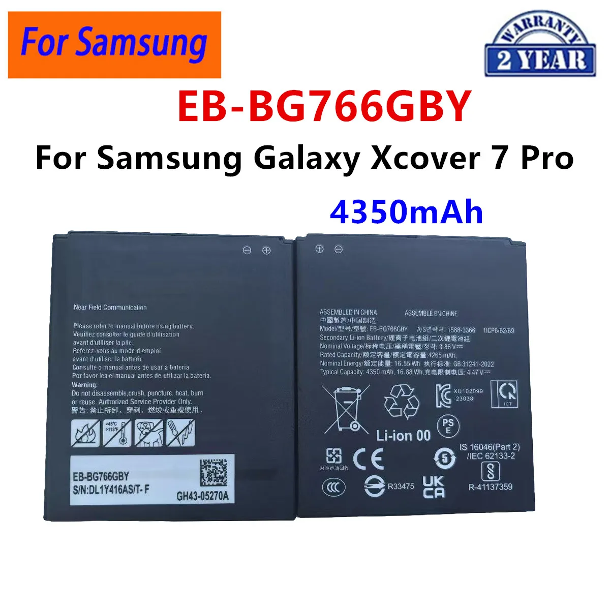 EB494358VU BG766GBY EB-BG556GBY EB-BT575BBE BX306GBY BT365BBC Battery For Samsung Ace 3 LTE Xcover 7 Pro Tab Active 2 3 5 star 2 image 3