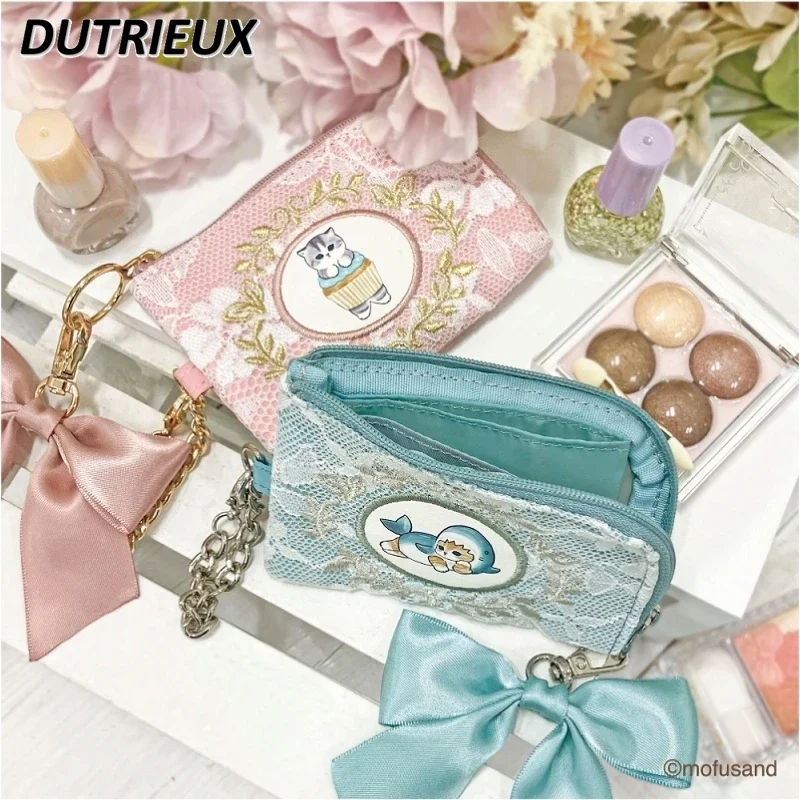 Japanese Style Cute Card Holder Portable Cosmetic Bag Female Portable Pouch Small Lace Casual Elegant Makeup Bags for Women