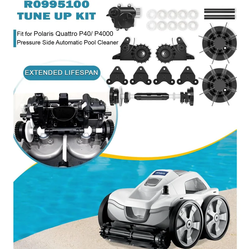 Tune Up Kit R0995100 Fit for Polaris Quattro P40 P4000 Pool Cleaners, with Drive Shaft, GearBoxs, Axles, Bearings Etc