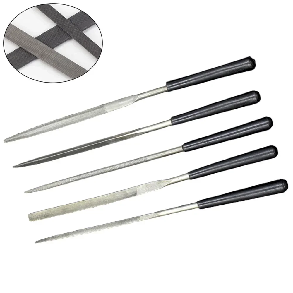 5pcs 140mm Diamond Files Set Flat Triangle Round File For Polishing Metal Wood Carving Craft Files Hand Tools