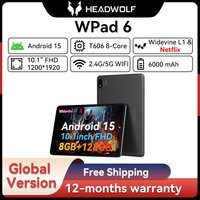 Headwolf WPad6 Android 15 WiFi Tablet 10.1 inch FHD 1920 * 1200, 4+4GB RAM + 128GB ROM/Widevine L1/6000mAh