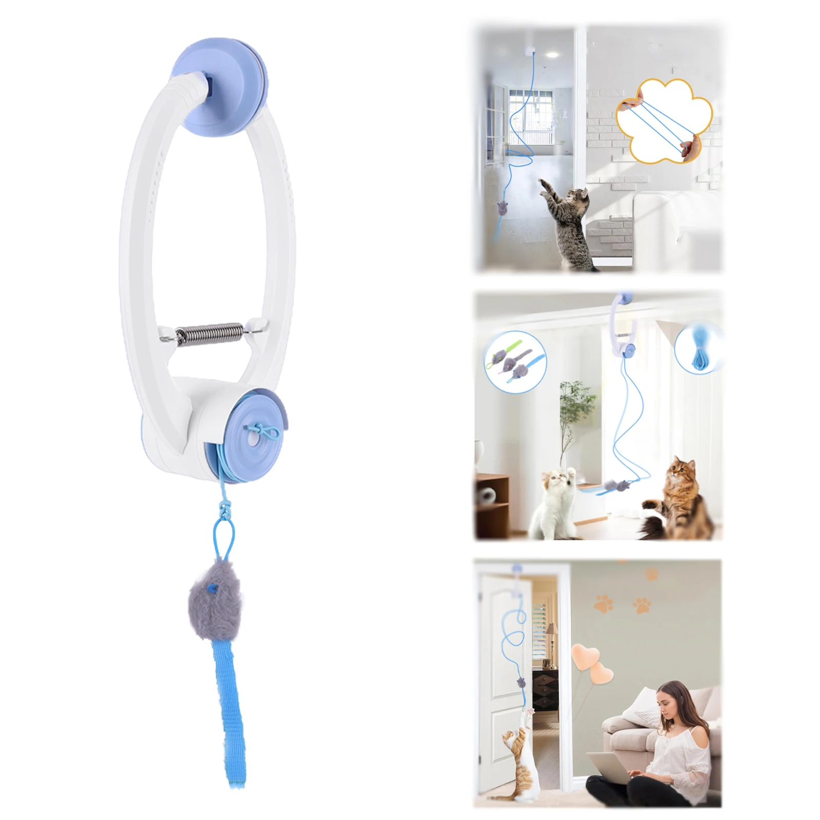 

Retractable Door Hanging Automatic Retractable Kitten Toys Independent Play Hanging Door Cat Toys for Cat Kitten Playing Exercis