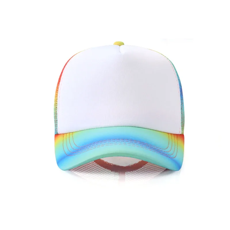 New Rainbow Mesh Baseball Caps for Men Customized LOGO Spring and Summer Outdoor Shade Dad Hat Team Advertising Truck Hats