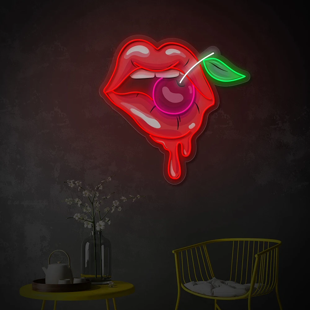 Tongue Eat Candy LED Neon Sign Light Pop Art Living Room Wall Decor Neon Signs Custom Bar Club Home Decorations Led Lights