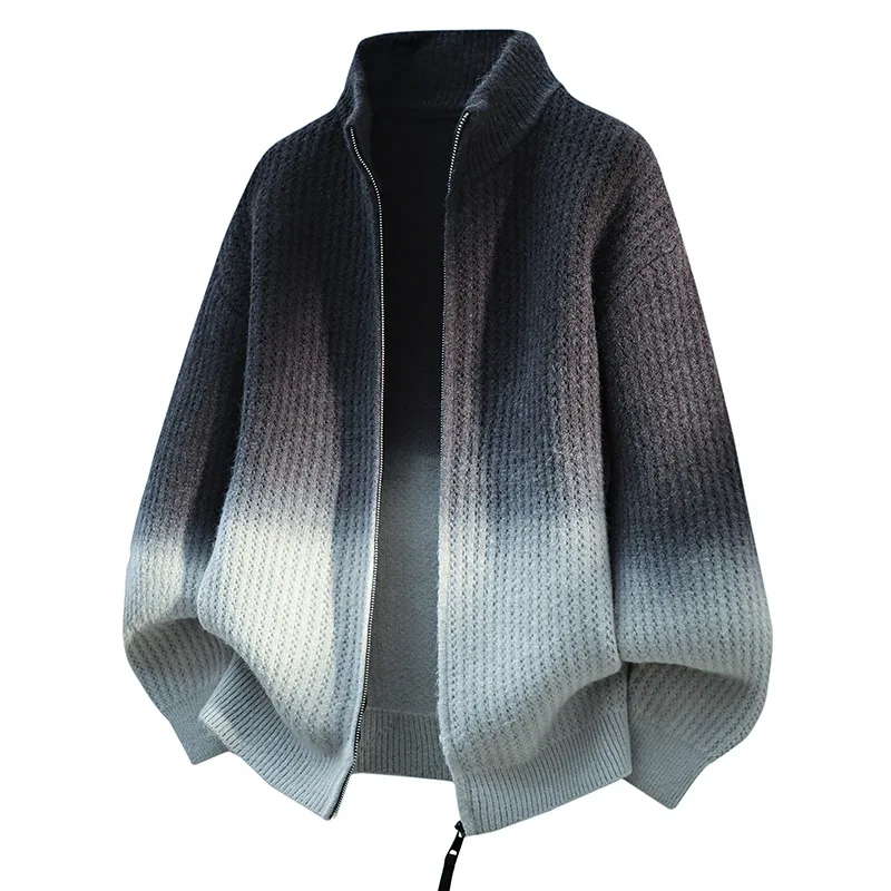 

New Fashion Men Stand Collar Casual Cardigans Outwear Sweatercoats Quality Male Warm Knitwear Cardigans Loose Sweaters Size 4XL