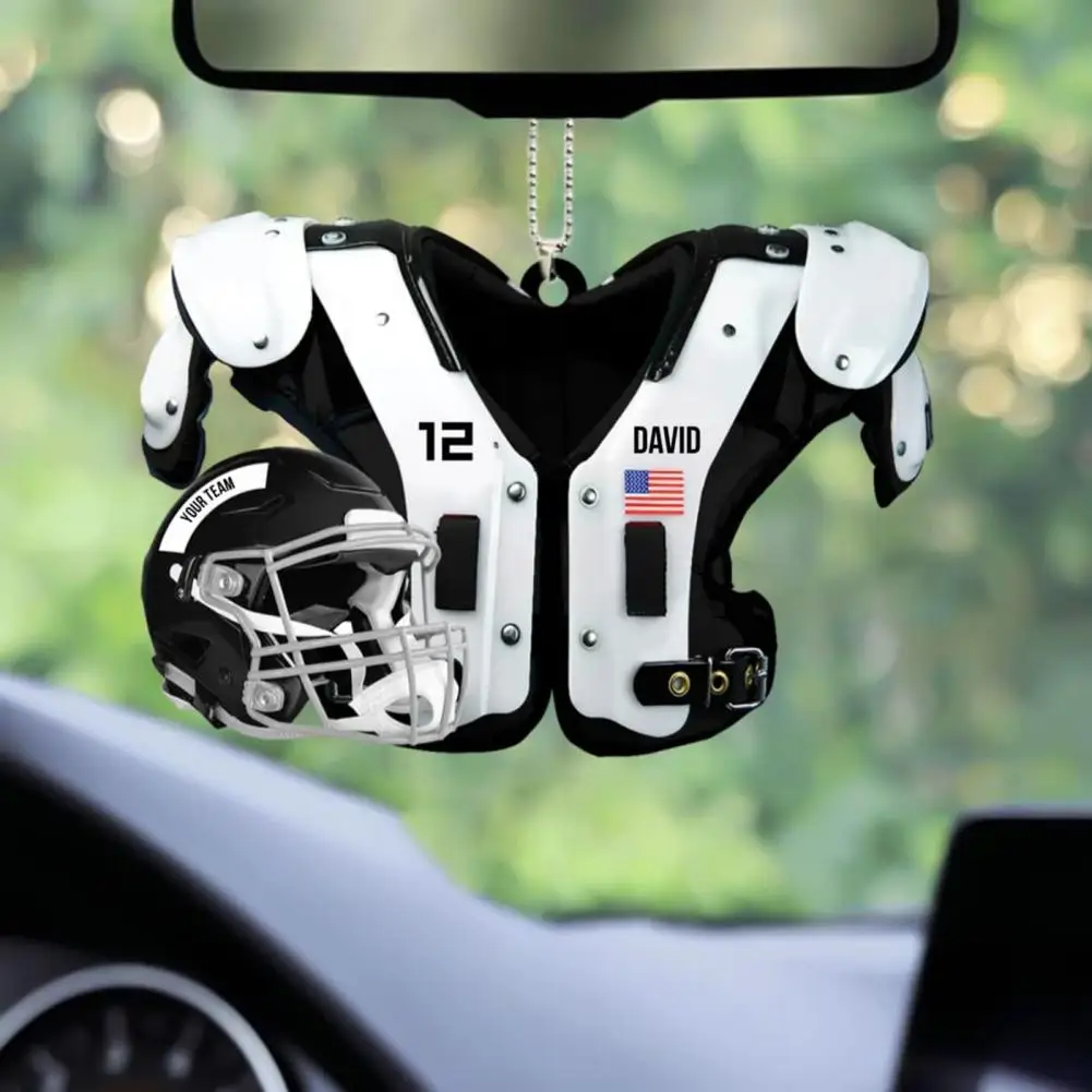 Chic Football Pendant Long Lasting American Football Ornament with Helmet Vivid Football Ornament Present