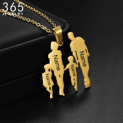 Stainless Steel Dad Mom Pendant Necklace For Women Personalized Child Engraved Boy Girl Nameplate Necklaces Family Jewelry Gift