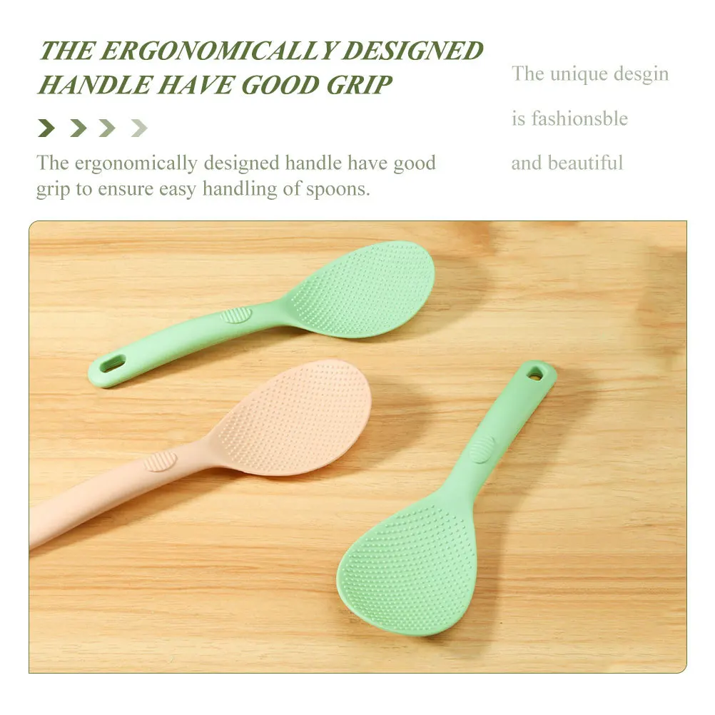 

2Pcs Premium Silicone Rice Spoons Long Handle Non-Stick Kitchen Gadgets Easy Cleaning Multipurpose Scoop
