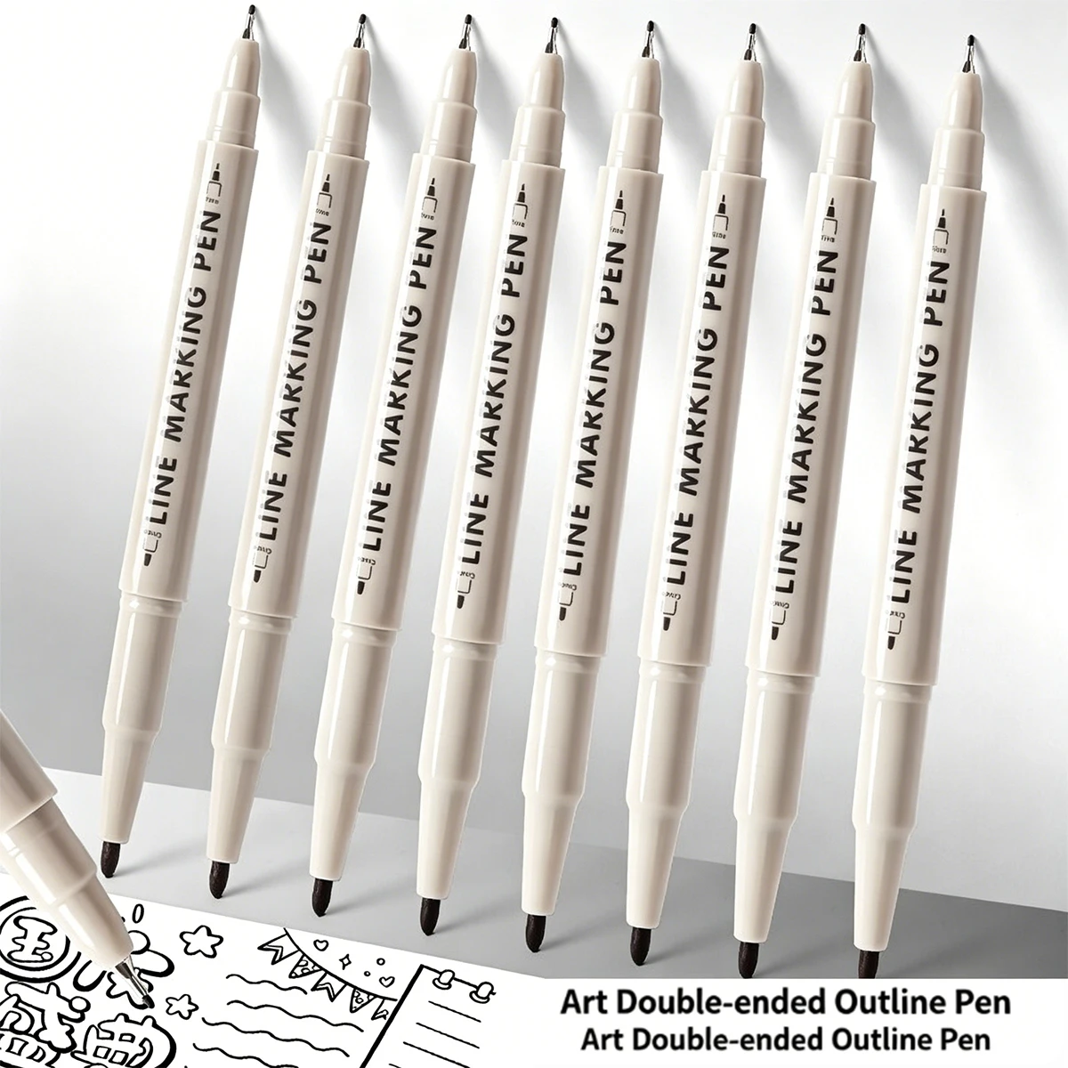 

6PCS Black Double-Tip Fineliner Pens, Waterproof Dual Nib Markers for Drawing & Journaling