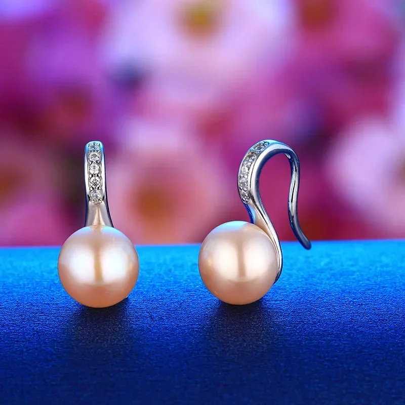 Dainashi 925 Sterling Silver hot Shiny Zircon Earrings Genuine Natural Freshwater Pearl New Fashion High Jewelry Gift for Women