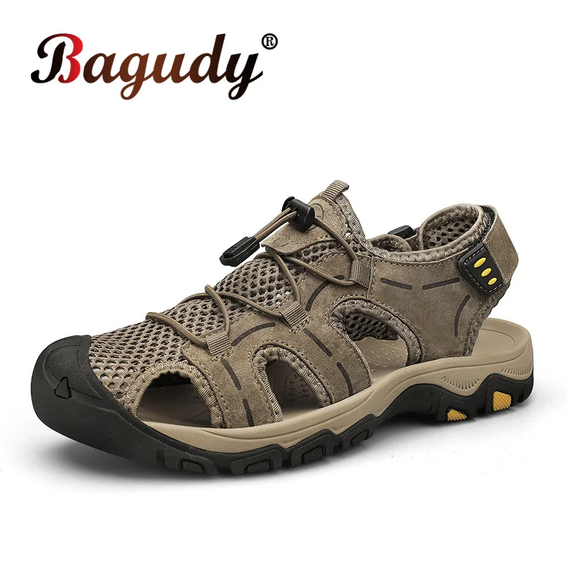 

Outdoor Summer Sandals Men Shoes New Genuine Leather Comfortable Beach Sandal Male Sandalias Hiking Chaussure High Quality Shoes