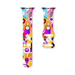 Abstraction Printed Strap for Apple Watch 11 10 9 8 Silicone Bands Replaceable Bracelet for iWatch 46mm 42mm 41mm 40mm Watchband