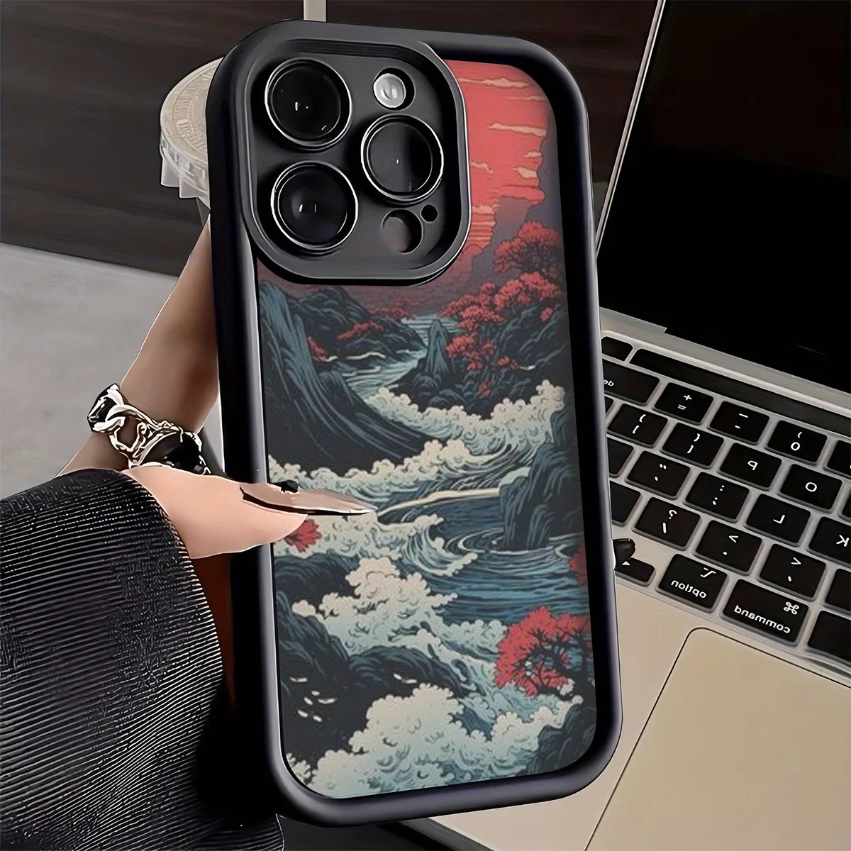 

Japanese Wave Design Mobile Case is suitable for iPhone 16 15 14 13 12 11 Pro/ Max /Plus Anti-fall, Anti-Fingerprint, Anti-Shock
