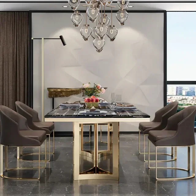 

mFor Luxury Scandinavian Rectangle Storage Marble Dining Table 8 Seat And Chair Combina Dinning Table Set Dining Room Furnit l