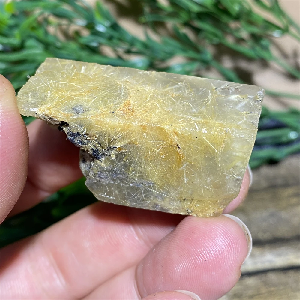 Rough Raw Stone Natural Gold Rutilated Gemstone Quartz Hair Crystal Feng Shui Mineral Energy Healing  Home Decor Palm  Gift