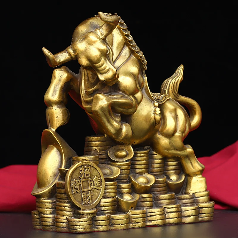 bronze statue Zhaocai Jinbao Bull Size Length 18 Width 8 Height 23cm Weight 2.35kg