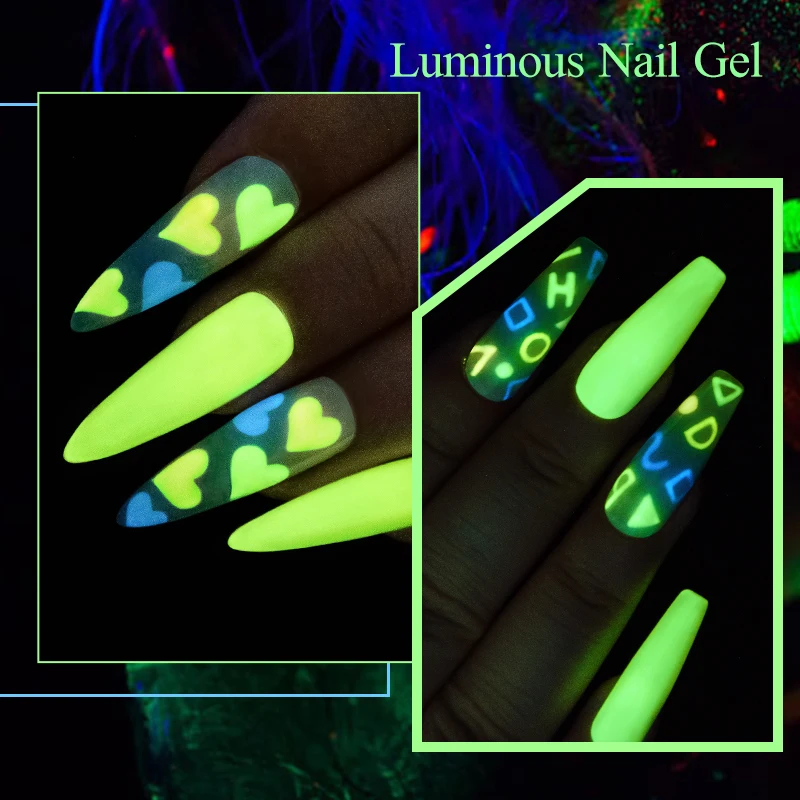 MEET ACROSS 7ml Glow In Dark Macaron Gel Nail Polish Summer Luminous Candy Color Semi Permanent Nail Art UV Gel Varnish Manicure