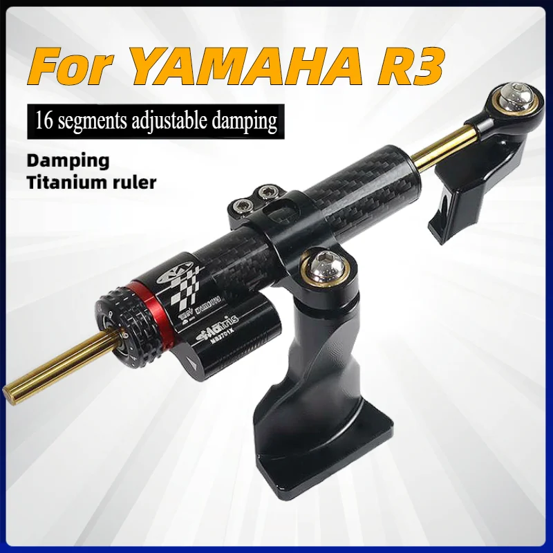 

2024 Fiber Carbon Steering Damper Stabilizer Motorcycle for Yamaha R25 YZF-R3 2019-2022 Dampers Mount Bracket Support Kit