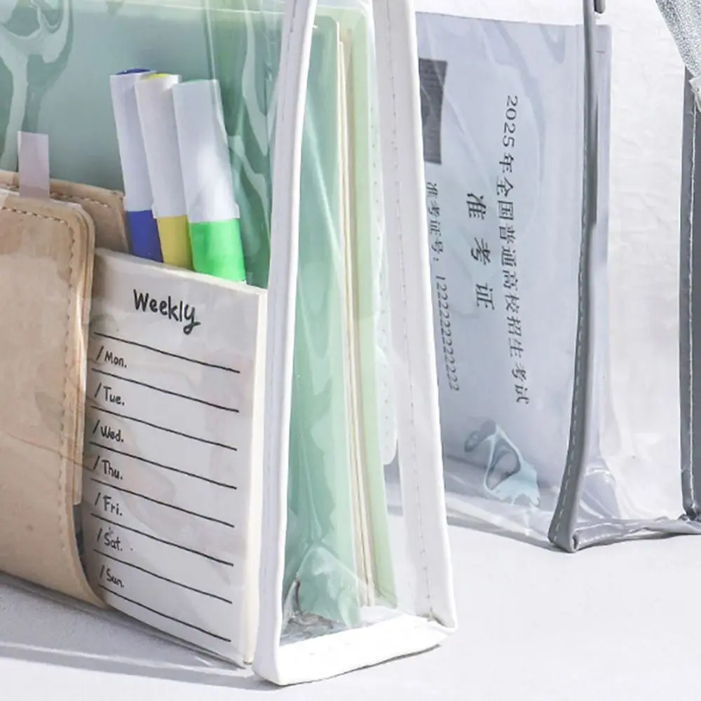 1pc Portable PVC Clear Storage Bag With Handle Large Capacity Document Bag Waterproof Pencil Case Students
