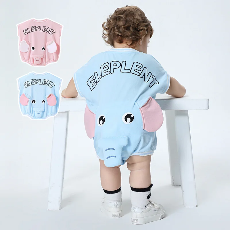 Summer Newborn Baby Clothes Girls Boys Bodysuit Kawaii Baby Romper Cartoon Elephant Outfits Toddler Infant Onesie Playsuits