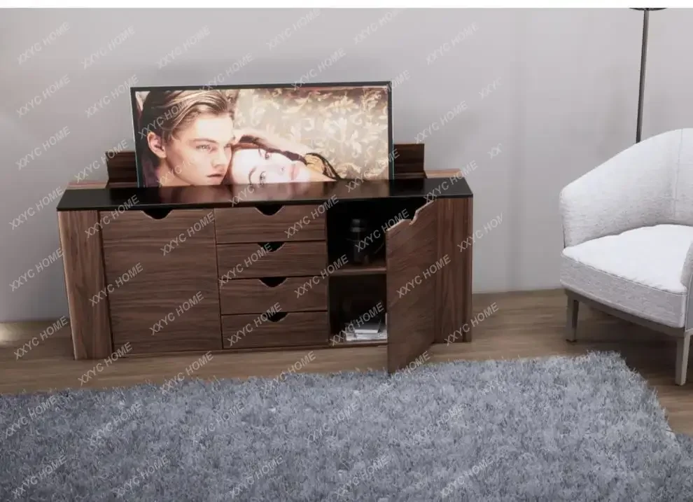 YX Hidden intelligent lifting integrated TV cabinet medium antique high-end living room home simple