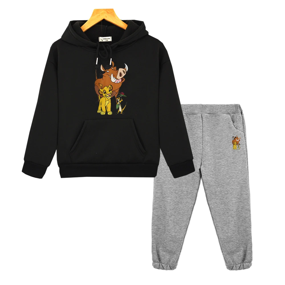 

Mufasa The Lion king boys girls Hooded Spors Sets 2pcs pullover+pant Anime hoodie Fleece sweatshirt Jacket kids boutique clothes