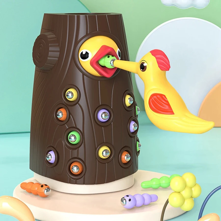 Montessori Spielzeug Specht Magnet fangen den Wurm kleine Vögel füttern Spiel Kinder früh pädagogische Angels pielzeug Set Geschenk